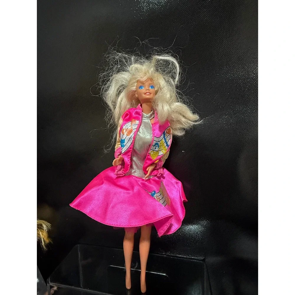 Vintage Barbie Doll 1980s Pink Musical Note Jacket Silver Top Satin Skirt 11.5in